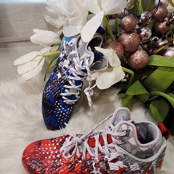 Under Armour Mens Spotlight Clone MC LE Red White Blue Football Cleats new - Picture 3 of 5